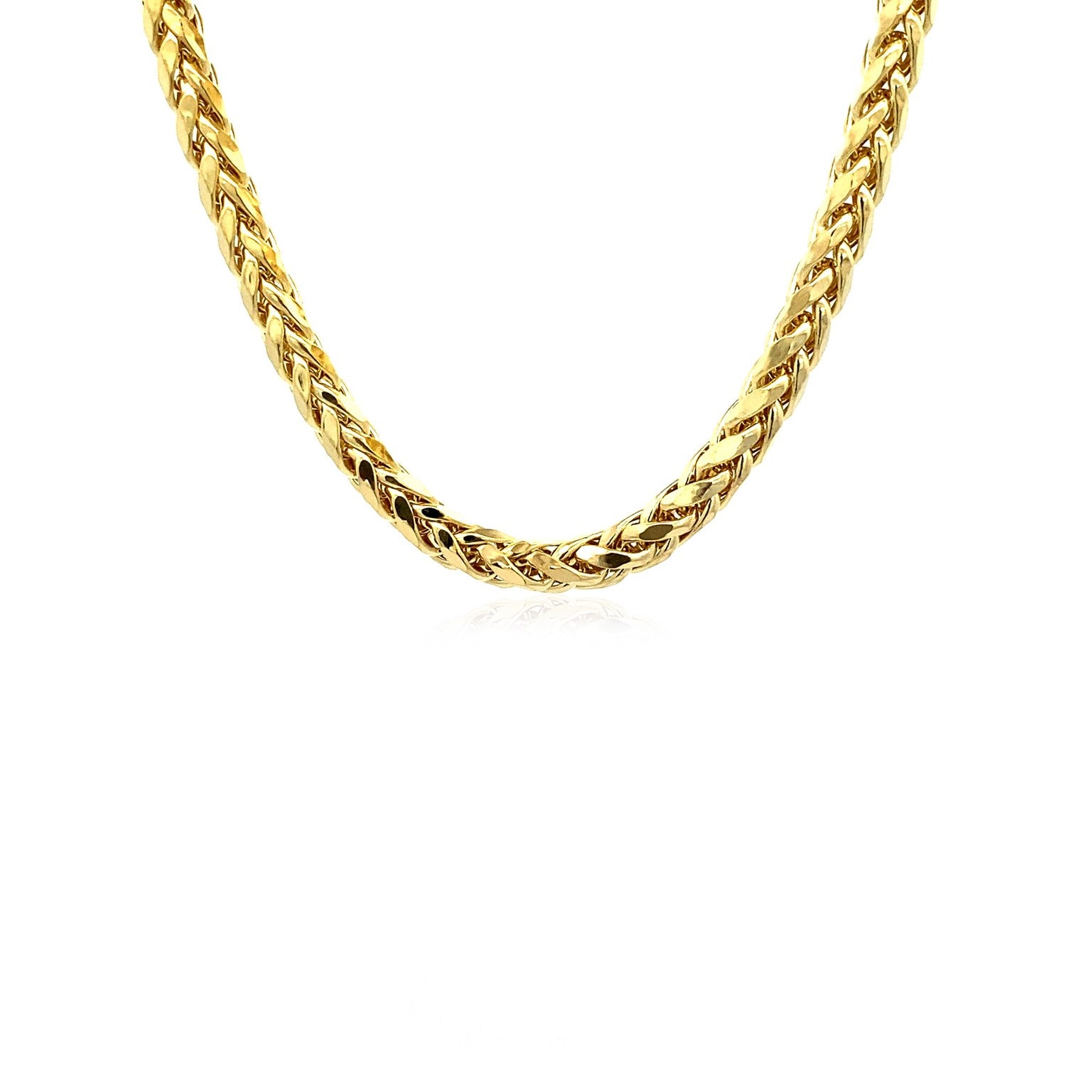 14k Yellow Gold Diamond Cut Round Franco Chain (5.30 mm) in a sleek high-contrast midnight luxury editorial style